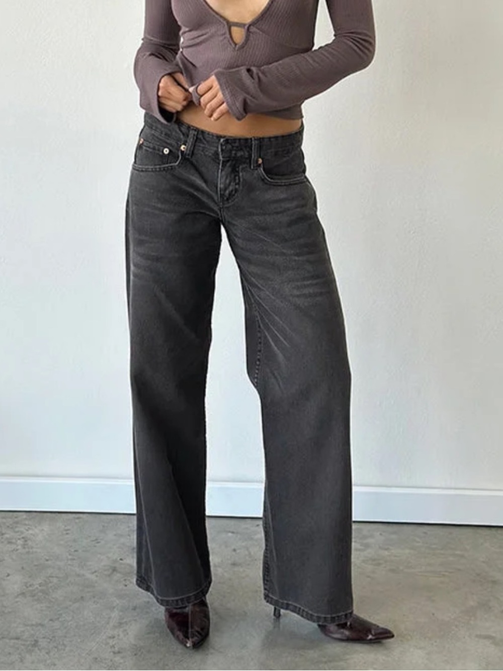 Motel Rocks Low Rise Parallel Jeans In Vintage Black